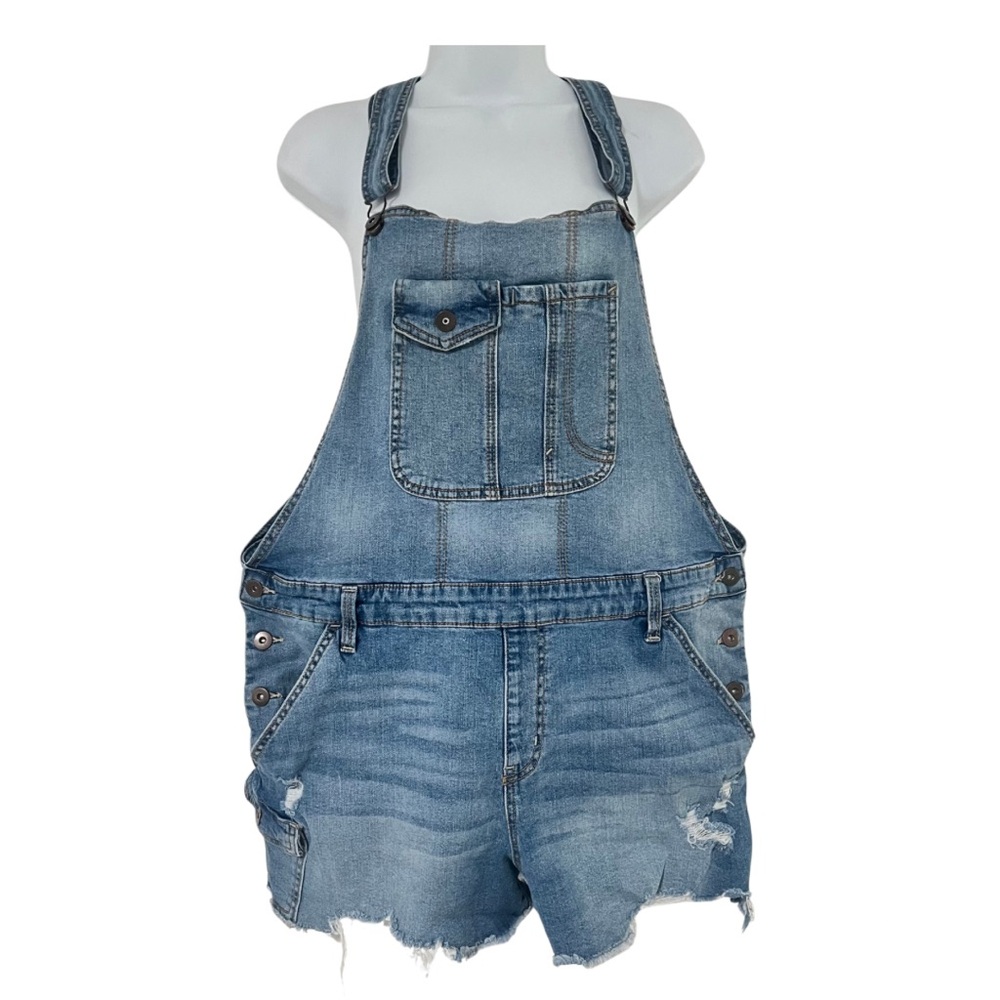 No Bo No Boundaries Distressed Denim Jean Bib Overall Shorts
